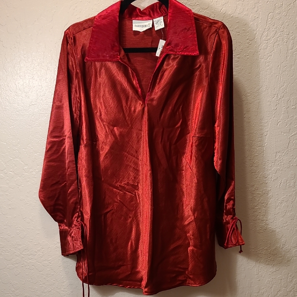 Fashion Bug Vibrant Red Satin Top